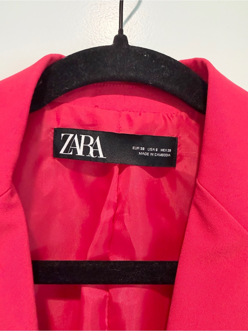 Zara Hot Pink Fuchsia Blazer Size 6 Tailored Statement Jacket Barbiecore - Picture 5 of 8
